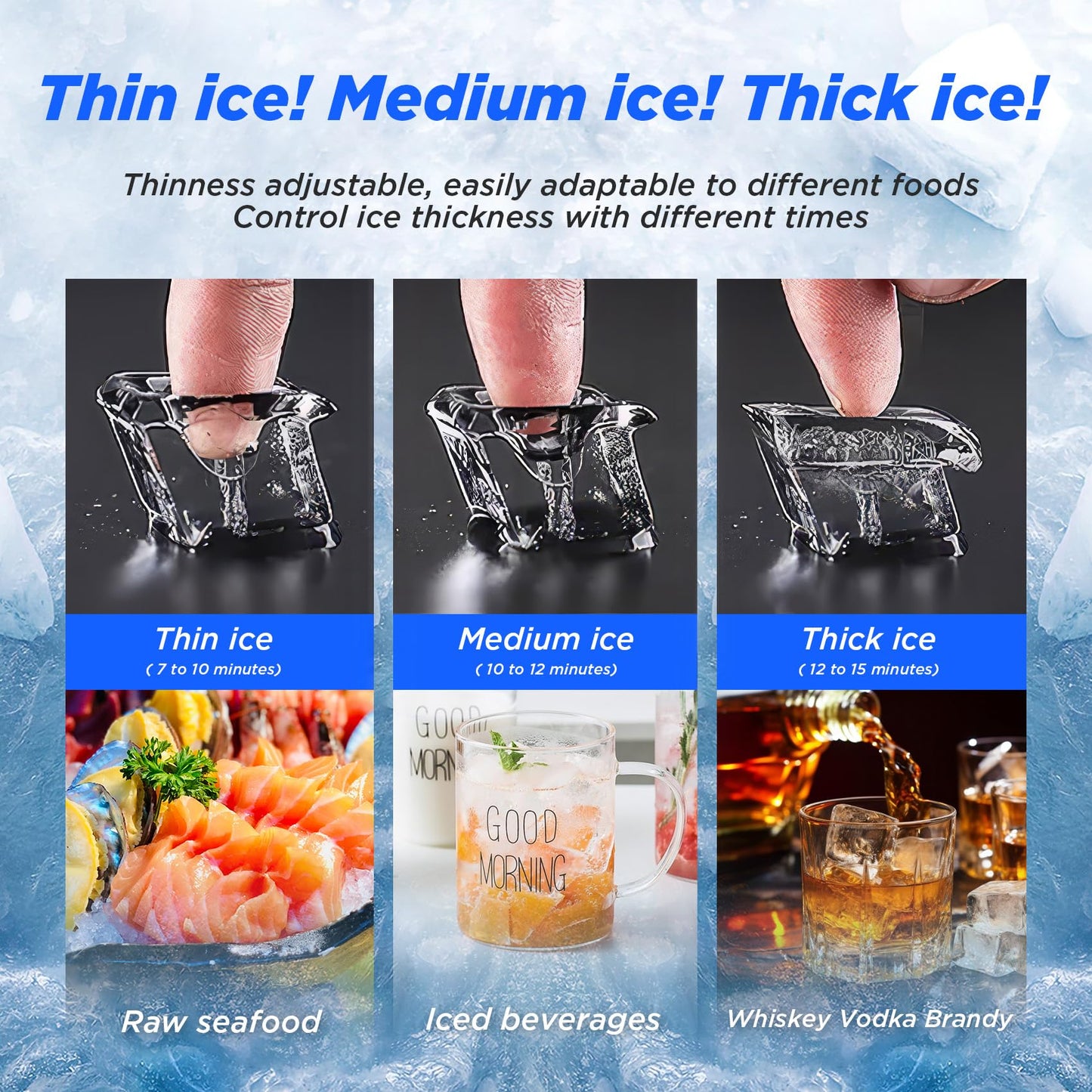 Commercial Ice Maker Machine 425Lbs/24H with 400LBS Large Storage Bin Ice Ready in Air Cooled Clear Cube Ice for Bar Business Cafe (425Lbs/24H)