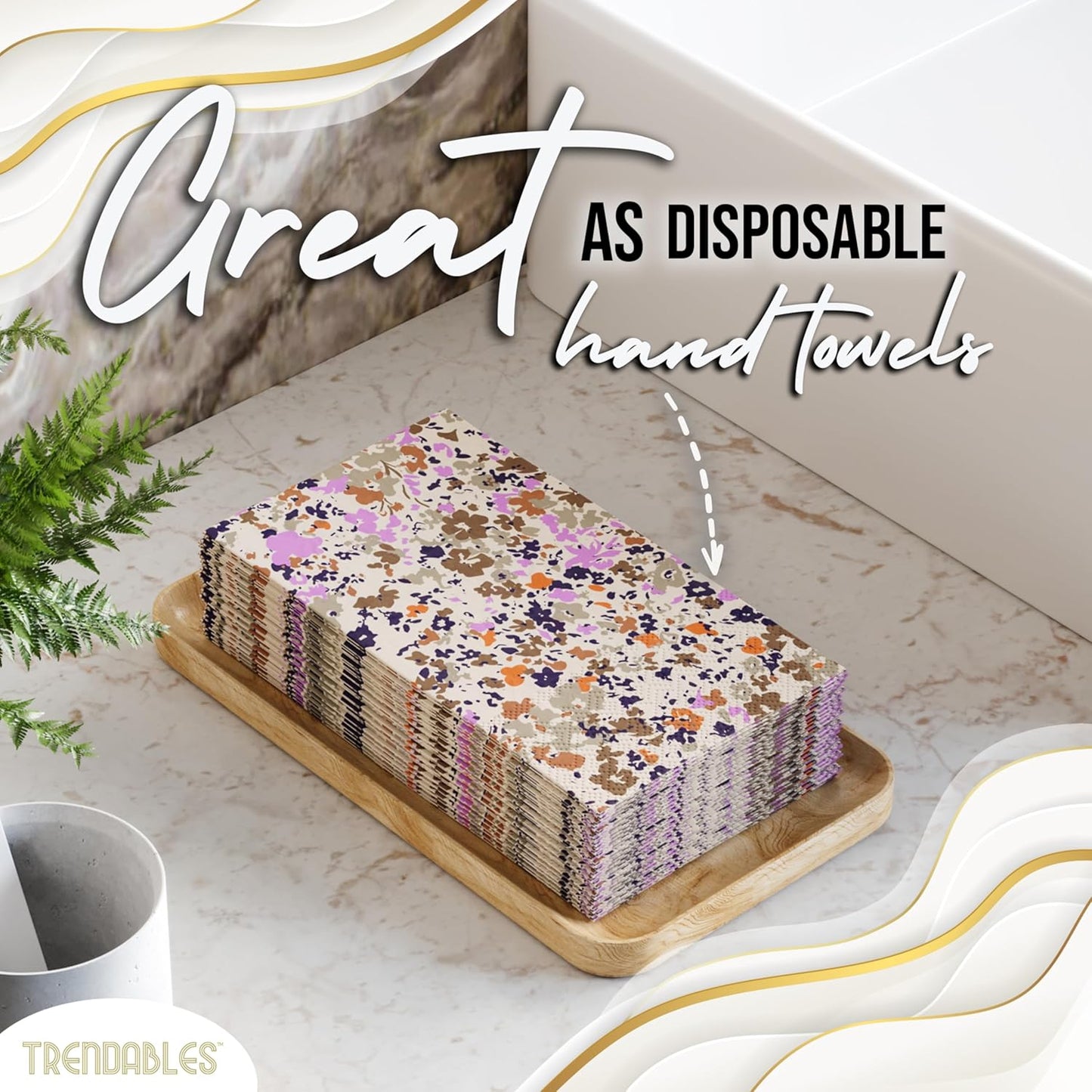 Trendables Floral Napkins for decoupage 100 Pcs 3 Ply floral paper napkins decorative Guest Towels Disposable Bathroom, Flower Design For Tea Party Decorations, Dinners & Weddings