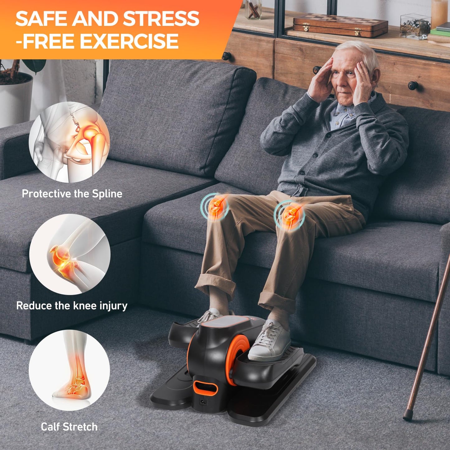 Elliptical Exercise Machine, Under Desk Elliptical Machine, Elliptical Trainer, Leg Joint Exerciser While Sitting for Seniors, Peddler Exerciser for Seniors, A New Easy Way to Do Exercise at Home