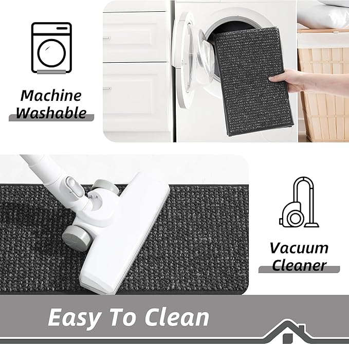 BEQHAUSE Stair Treads for Wooden Steps 28inX9in, Carpet Stair Treads Non Slip Indoor, Machine Washable Stair Runners for Kids Elders and Pets, Carpet for Stair Rugs Mat, TPE Backing, 4pcs, Charcoal