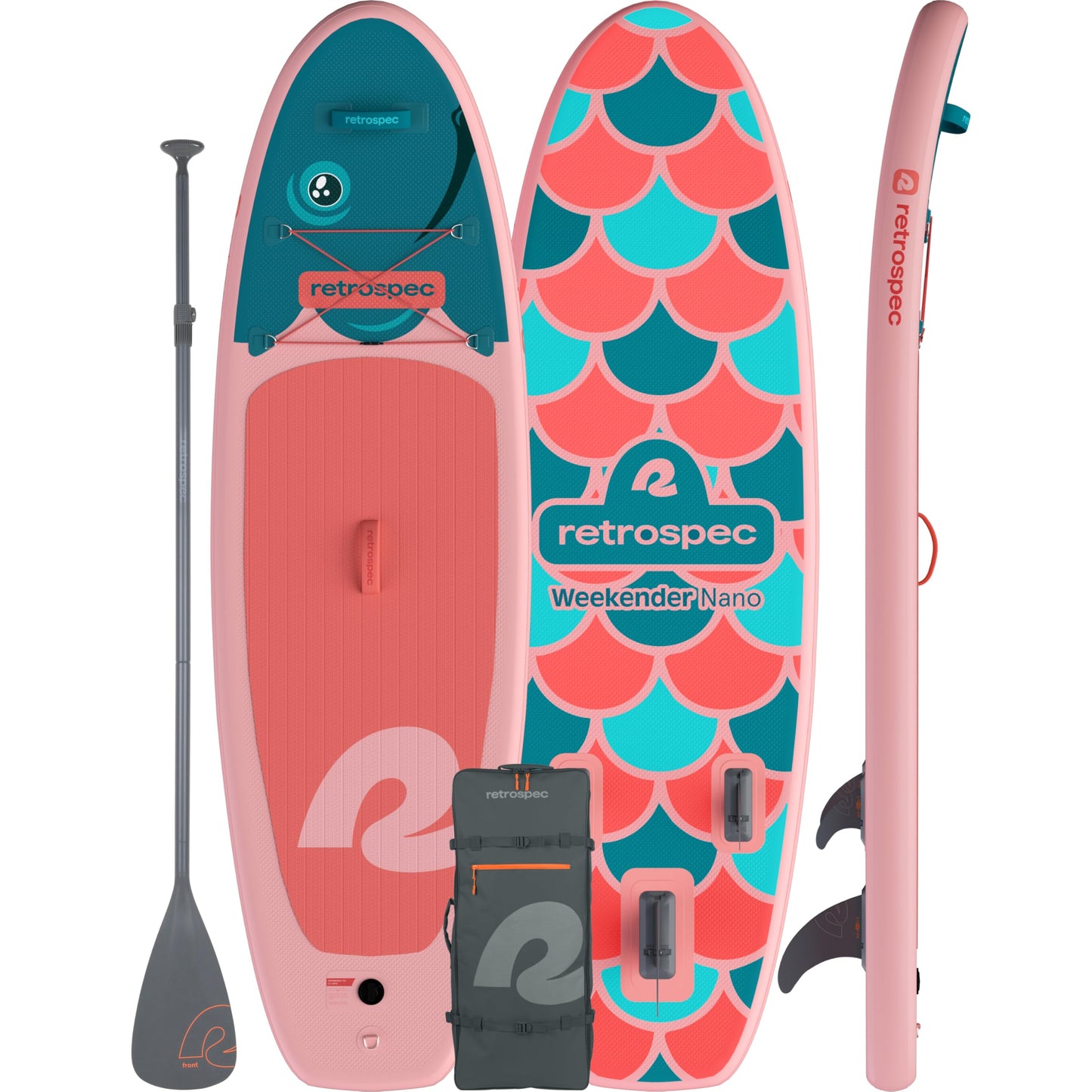 Retrospec Weekender-Nano 8'6" Kids Paddle Board Inflatable - Youth SUP with Adjustable Paddle, Pump & Backpack - Stable Design, EVA Deck, 28in Wide