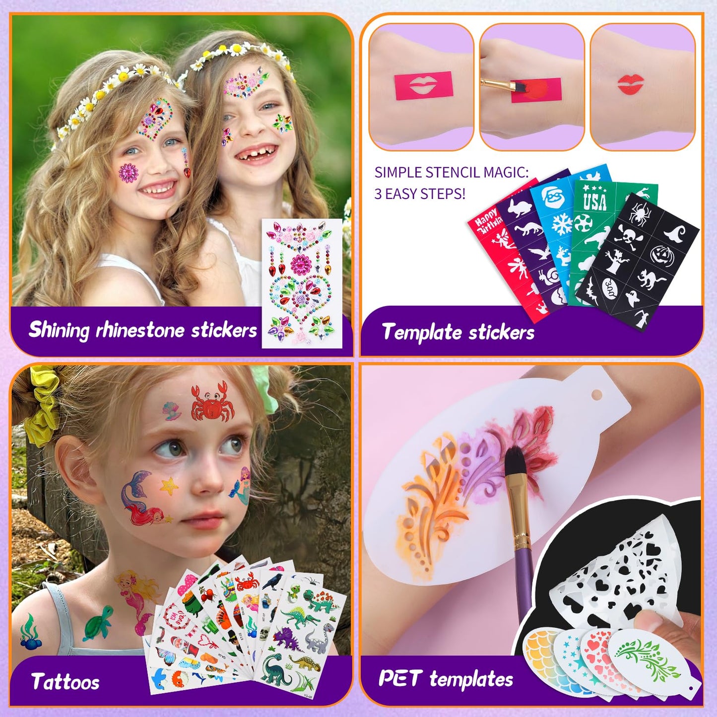 Face Painting Kit for Kids - 24 Colors Non-Toxic Face Paint Kit with Stencils & Paint Brush-Professional Body Makeup Kit for Parties,Birthdays,Halloween,Christmas