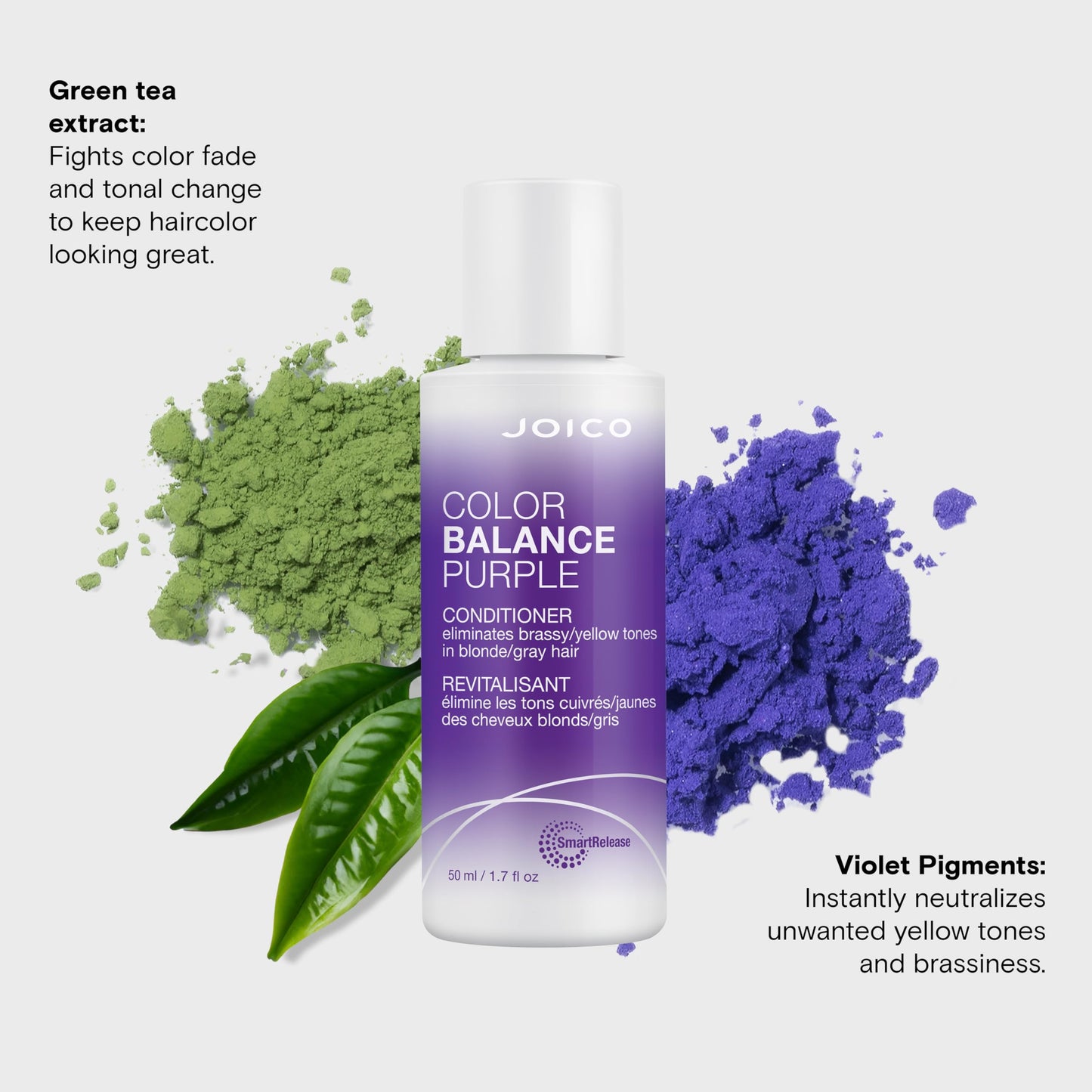 Joico Color Balance Purple Conditioner, 1.7 Fl Oz, For Cool Blonde, Gray Hair, Eliminates Brassy Yellow Tones, Boosts Vibrancy &