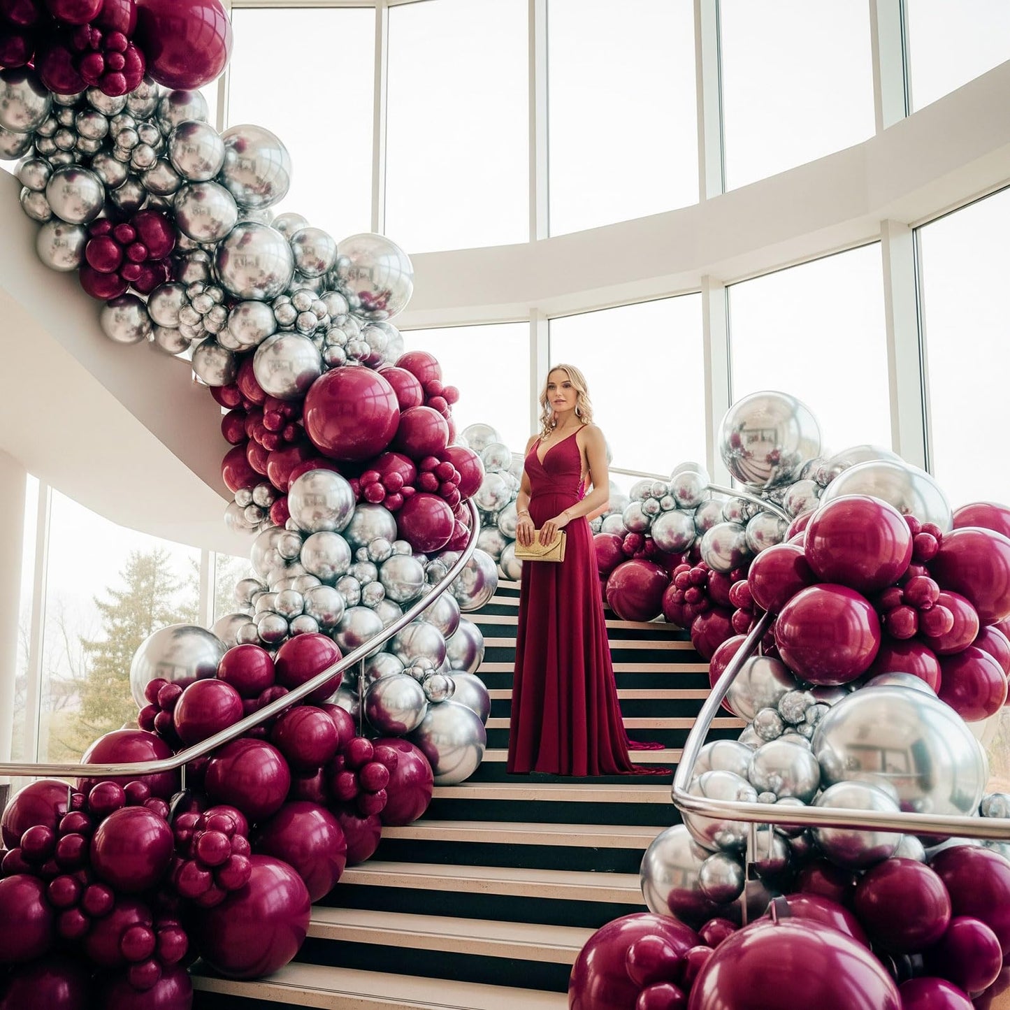 Kozee Burgundy Balloons different sizes 52 PACK Customized Double-Stuffed Metallic Maroon balloon 18+10+5 inch Garland arch kit For graduations class of 2025 decorations