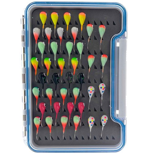 Reaction Tackle Tungsten Ice Jig 6mm - Variety kit 40pcs with Long Shank Hook