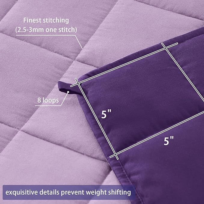 King Size Weighted Blanket for Adults (20 lbs, 80” x 87”, Purple) Cooling Heavy Blanket for Sleeping Perfect for 190-210 lbs, Breathable Blanket for Adults & Couple All Season, Machine Washable
