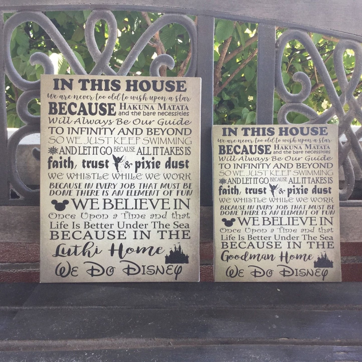 Disney Themed Wall Decor, Wedding or Were Going To Disney Gift, We Do Disney, In This House, Custom Canvas, Personalized With Family Name, First Trip, Memories, Quotes