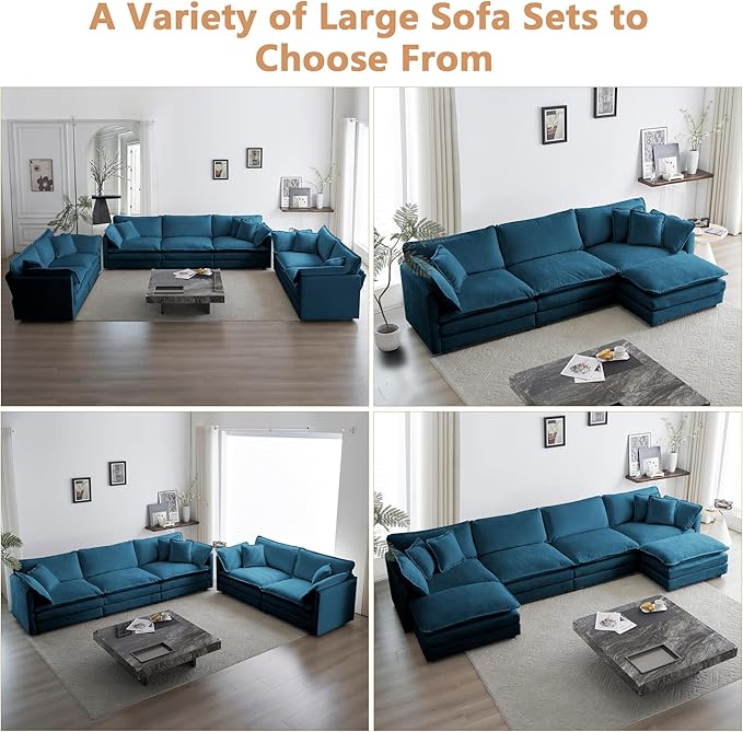 mikibama Luxury Loveseat Sofa Couch, 76" Modern Chenille Deep 2-Seater Cloud Couch with 2 Armrest Pillows and 2 Toss Pillows, Love Seat for Living Room Bedroom Office Apartment, Blue