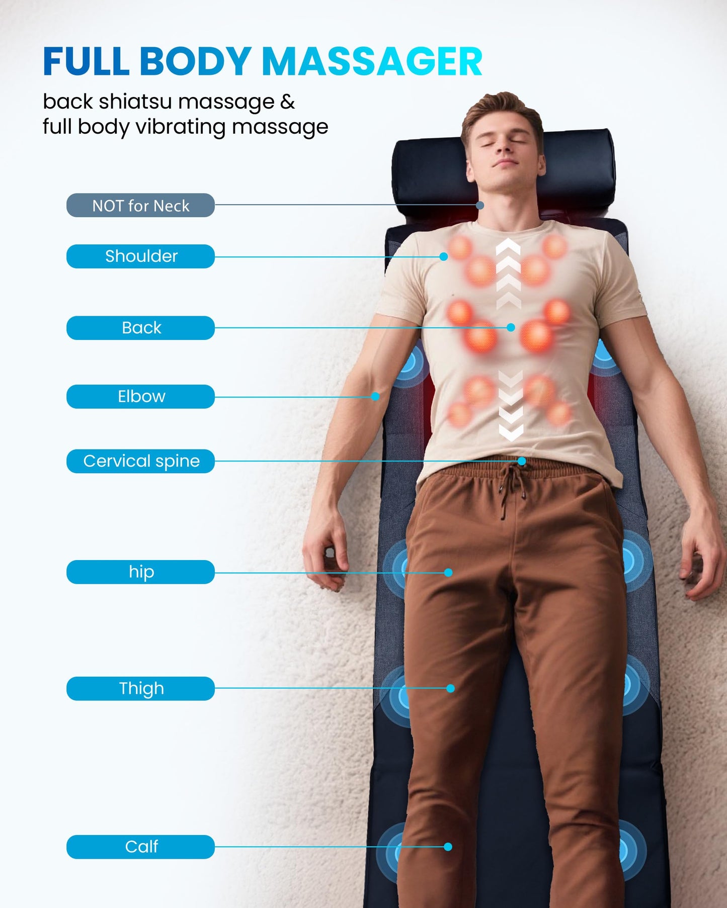 COMFIER FSA Full Body Massage Mat with Heat,HSA Eligible Shiatsu Back Massager for Pain Relief Deep Tissue Kneading&Vibration,Heating Chair Massage Pad for Recliner Sofa Bed,Father‘s Day Gift for Dad