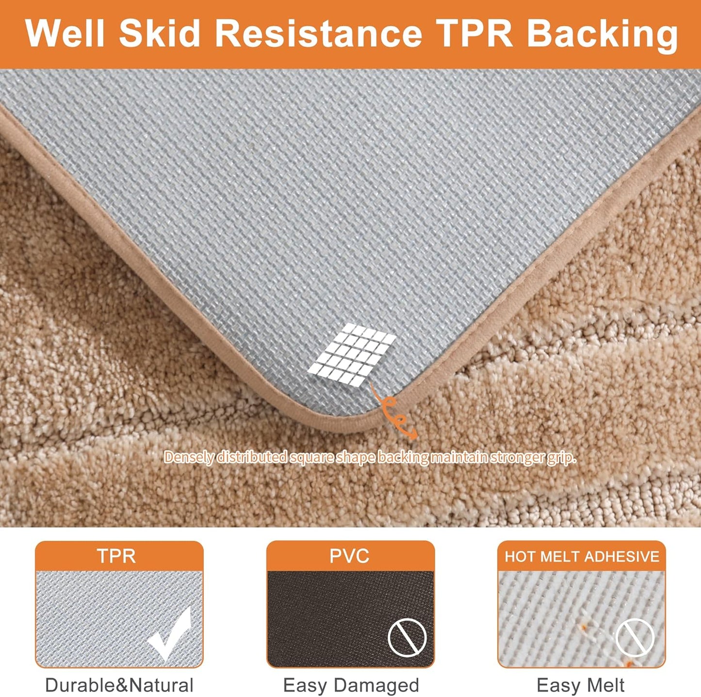 BEQHAUSE Bathroom Rug Non-Slip Bath Mat Soft and Absorbent Shower Mat Polyester Microfiber Machine Washable Bathroom Rugs Beige 24"x36"