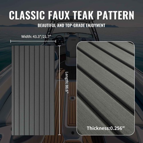 BOSSDECK Boat Flooring - EVA Foam Boat Decking - Self-Adhesive Boat Mat Faux Teak Marine Carpet for Boats RV Yacht Kayak 86.6"x21.7", Dark Grey with Black Lines