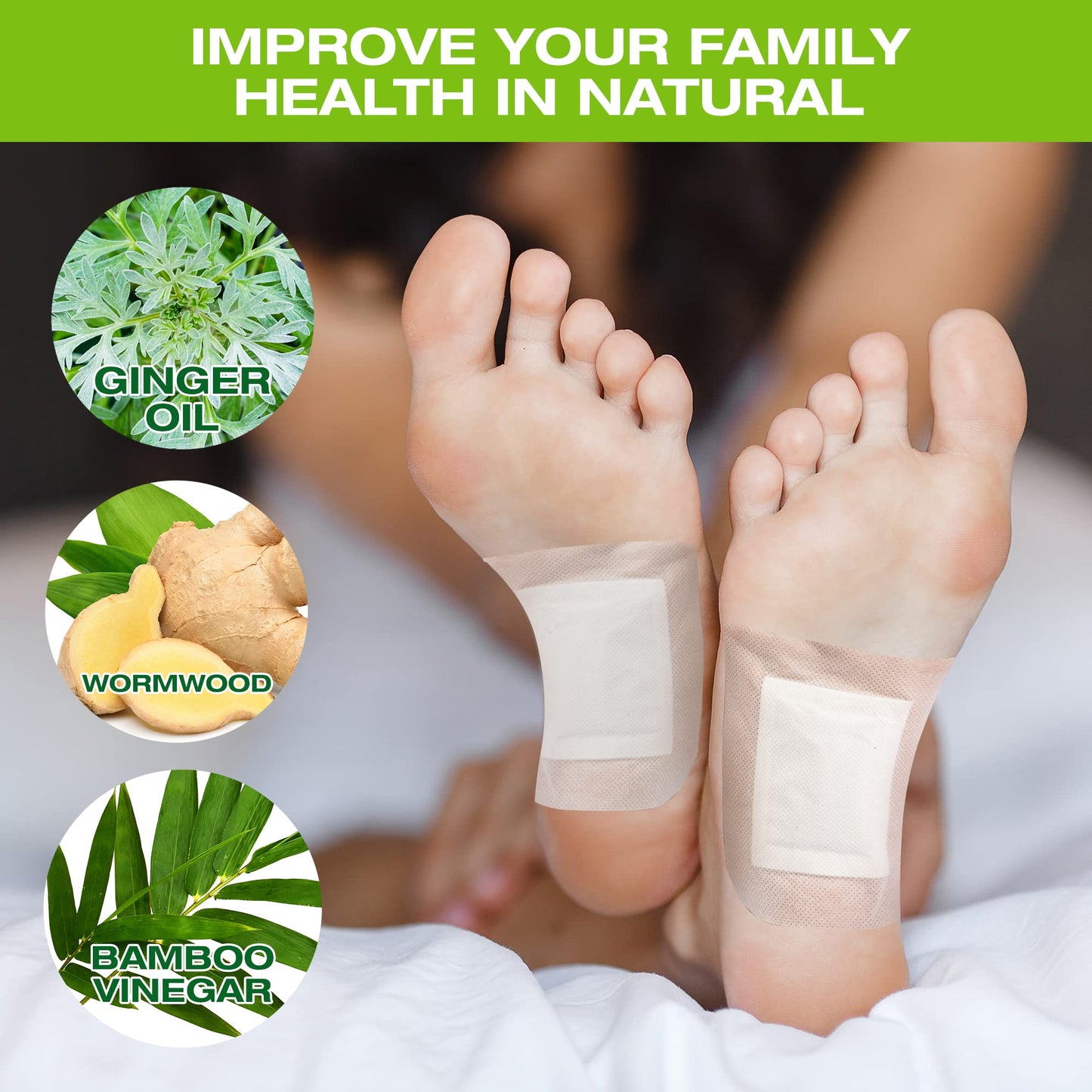 AOSORW 100 Pack Foot Pads, Ginger Oil Bamboo Charcoal Foot Pads, Foot Care Patch, Effective Feet Health Patches, Better Sleep Quality