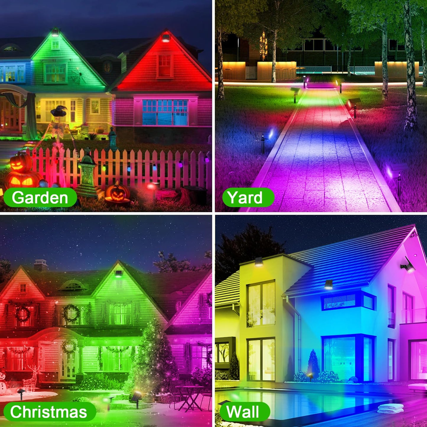 LANSOW Solar Spot Lights Outdoor Color Changing, [7 Modes/8 Pack] Christmas Landscape Spotlights, Solar Lights Outdoor Waterproof, Solar Powered Flood Lights for Outside Yard Garden Pathway