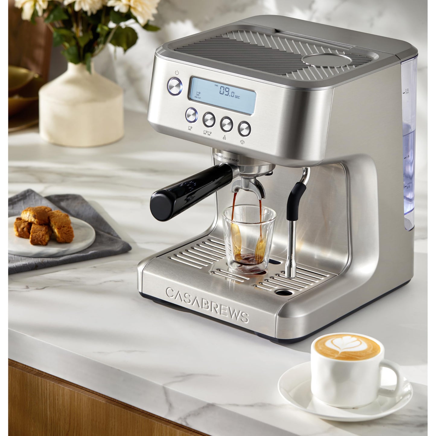 CASABREWS Ultra Espresso Machine with LCD Display, Espresso Maker with Powerful Milk Frother, Customizable Brewing Temperature, Provides Barista-Level Lattes and Cappuccinos, Gift for Men & Women