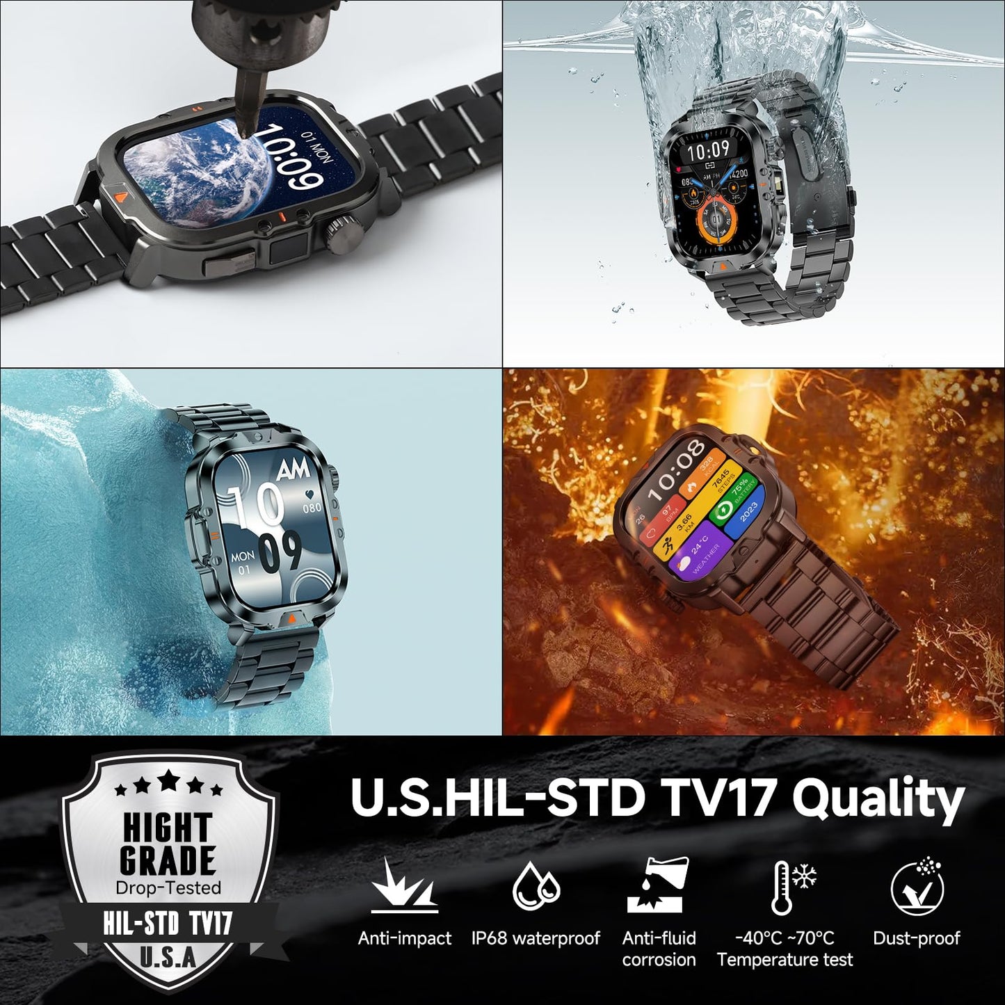 Bruboses Smart Watch For Men Military Answer/Make Call 2.01  Display 170+ Sports Modes Fitness Smart Watch Ip68 Waterproof 30 Da