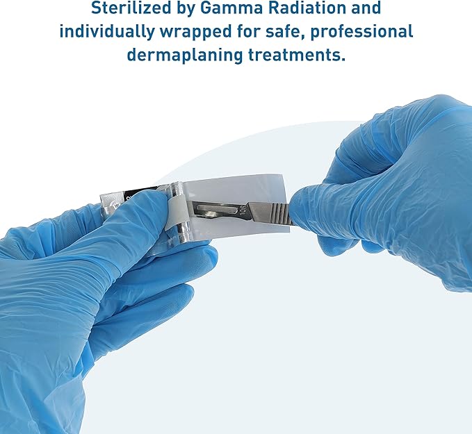 BodyMed Dermaplaning Blades #10R in Carbon Steel, 100 PCS - Disposable, Individually wrapped, Sterile Scalpel Blades for Estheticians, Facial Exfoliation, Hair Removal, Skin Care, Surgical & Podiatry