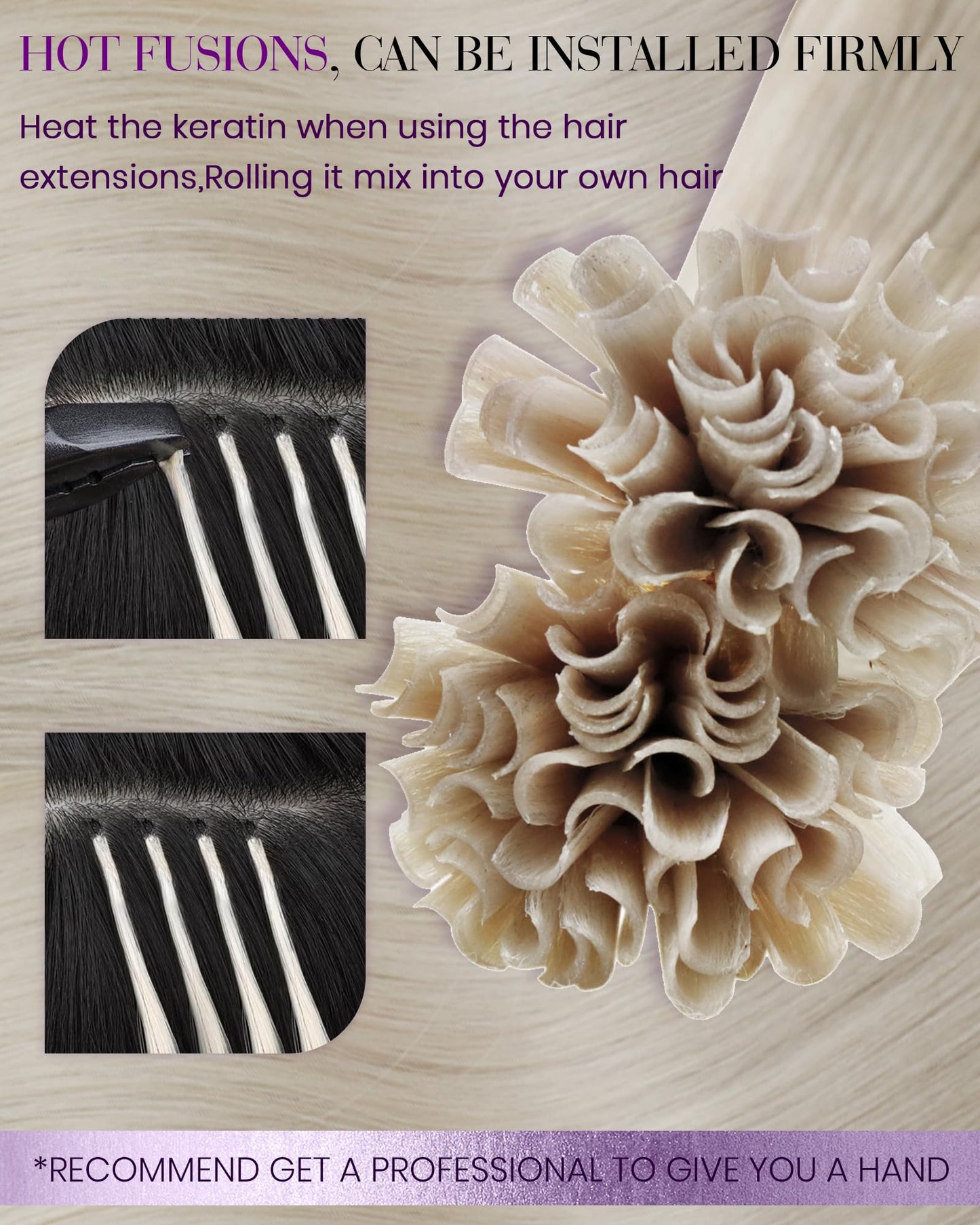 LaaVoo Blonde U Tip Hair Extensions Human Hair Platinum Blonde K Tip Hair Extensions Real Human Hair 22 in Ktip Human Hair Exten