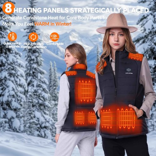 SNOW LEOPARD Women’s Heated Vest with Battery Pack Included 7.4V / 16000mAh, Lightweight Electric Vest