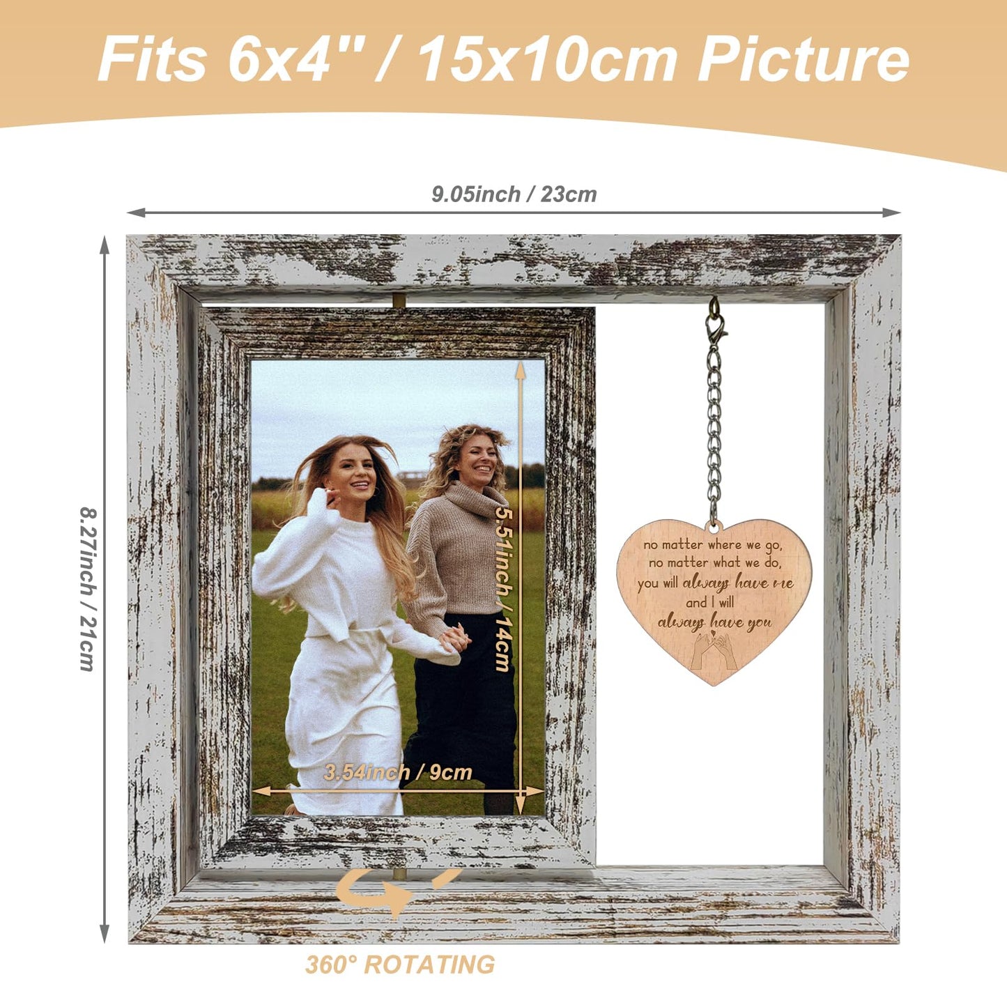 Friend Gifts for Women - No Matter Where We Go - No Matter What We Do - You Will Always Have Me and I Will Always Have You Wood Picture Frame Gifts for Friends Going Away Friendship (Dis Two 6x4 Inch)
