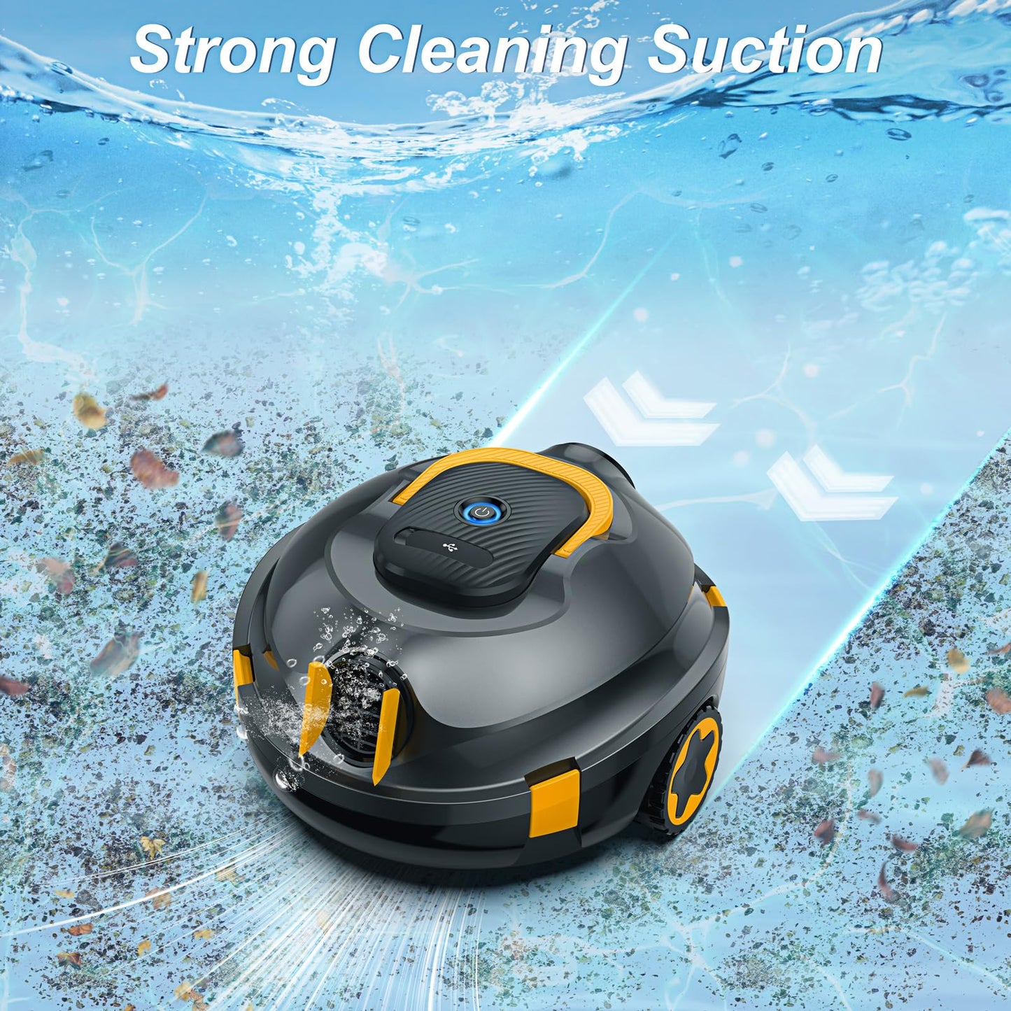 EZIOOV Robotic Pool Cleaner, Cordless Pool Vacuum for Above Ground & Inground Flat Pools with Dual Motors, 130 Min Runtime, Auto-Parking, Powerful Pool Vacuum Robot for Up to 1200 Sq.Ft