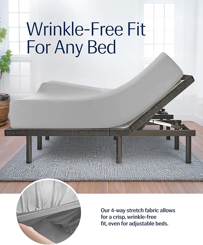 REST® Evercool®+ Fitted Sheet, CaliKing Size, Light Gray, 15" Deep (up to 18’’), Breathable Bedding for Hot Sleeper and Night Sweats, Bed Sheet with Ionic+ Self-Cleaning Silver Yarn for Sensitive Skin