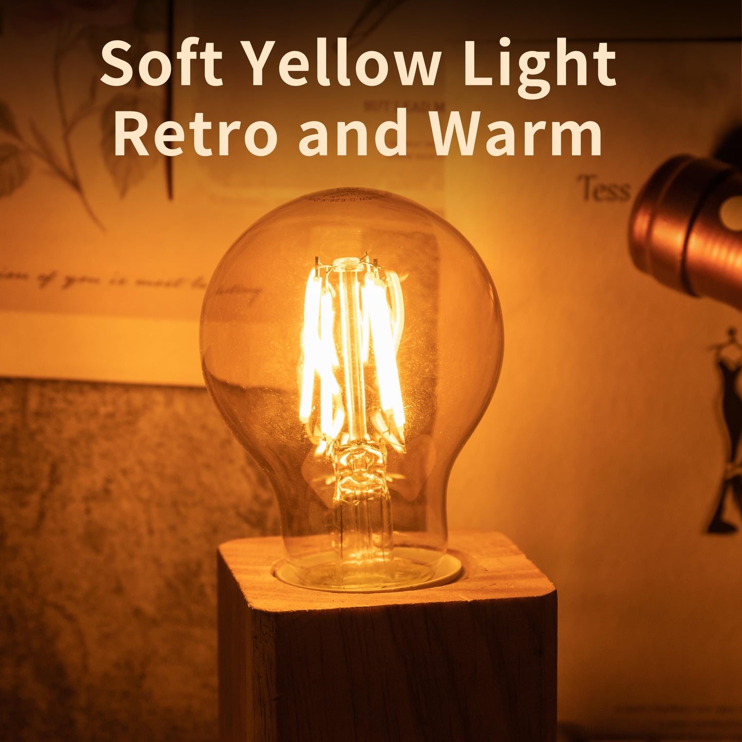 runquiz 2200k Led Light Bulb,Vintage A19 Edison Bulbs,Dimmable Amber Warm White Tone Light Bulb,Antique Led Filament Light Bulbs,Old Style Light Bulbs,40W/60W Equivalent,4 Watt/6 Watt,E26 Base