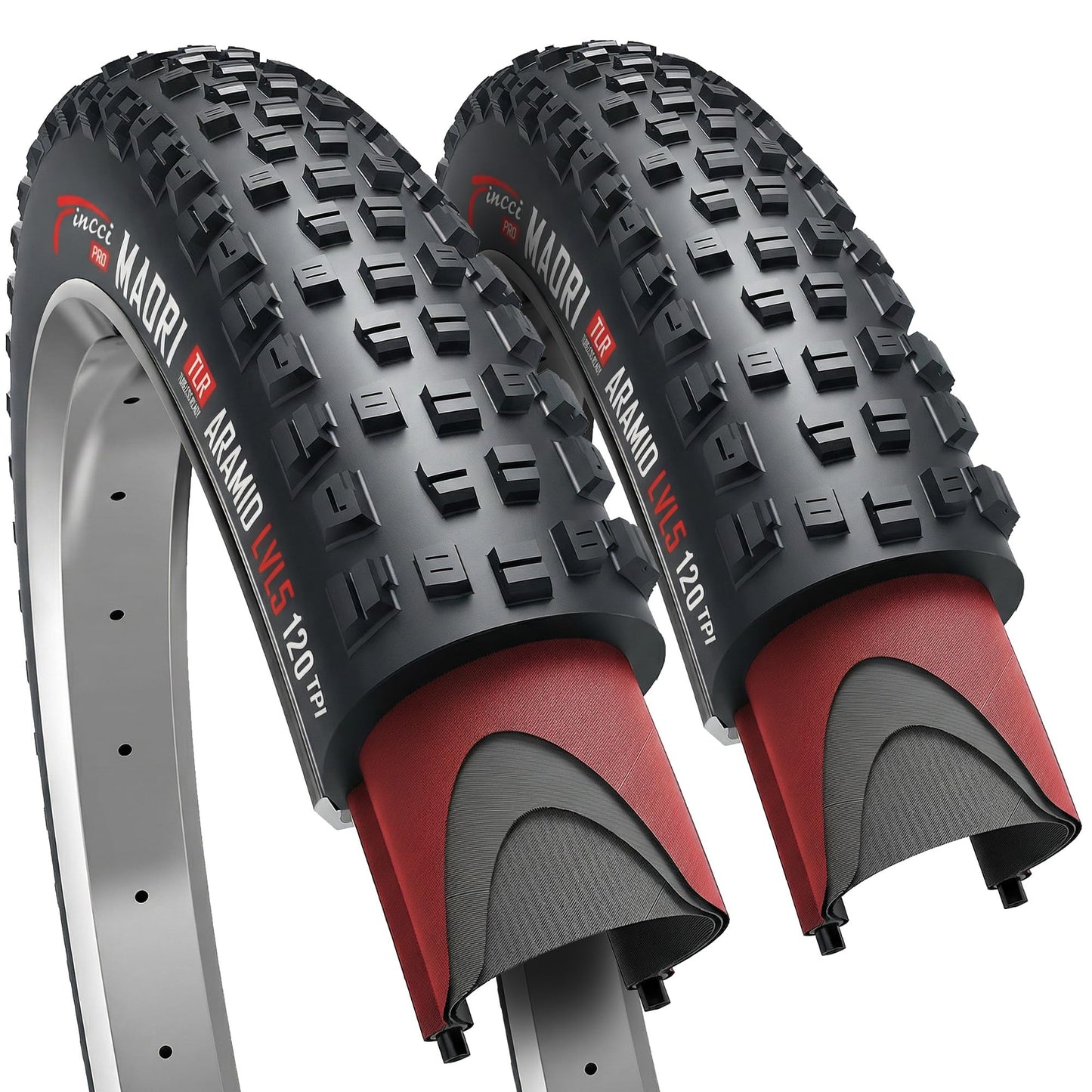 Fincci Maori Tubeless 27.5x2.35 Bike Tire 120 TPI - 2er Foldable Aramid 27.5 Mountain Bike Tires with 1mm Nylon Puncture Protection - 27.5" Tyre for MTB, Electric, XC, Enduro, Hybrid Bicycles