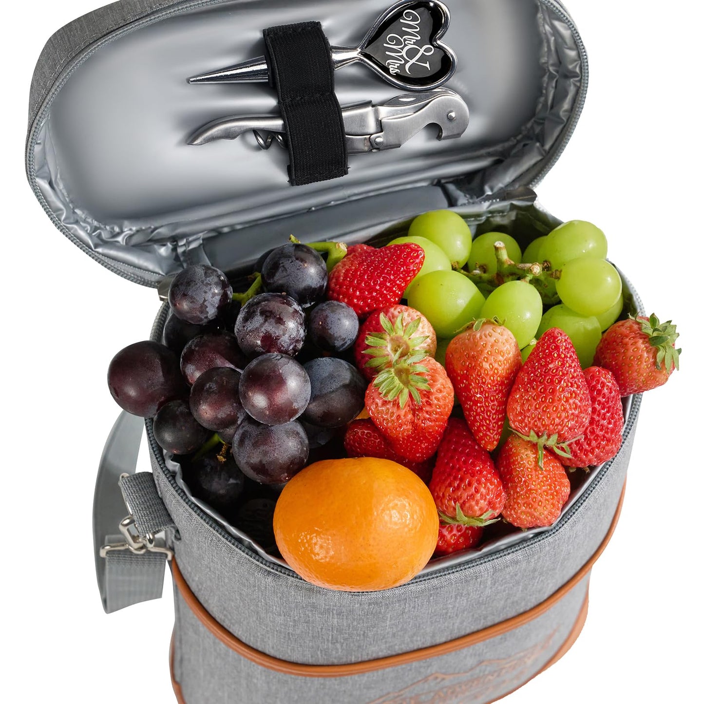 AW BRIDAL Engagement Gifts for Newlywed Couples 2025, Mr and Mrs Wine Gift Basket for Wedding Bridal Shower, Anniversary Insulated Wine Cooler Bag Tumblers with Accessorie Set for Beach Camping Travel