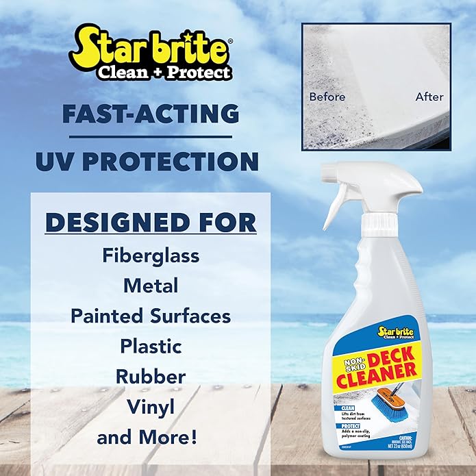 STAR BRITE Non-Skid Deck Cleaner & Protectant Ultimate Boat Deck Wash - Protects Against Future Stains & UV - Ideal for Fiberglass, Vinyl, Plastic, Painted & Metal Surfaces