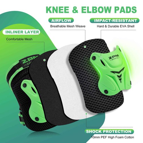 2PM SPORTS Green M Inline Skates & Green M Protective Gear Set