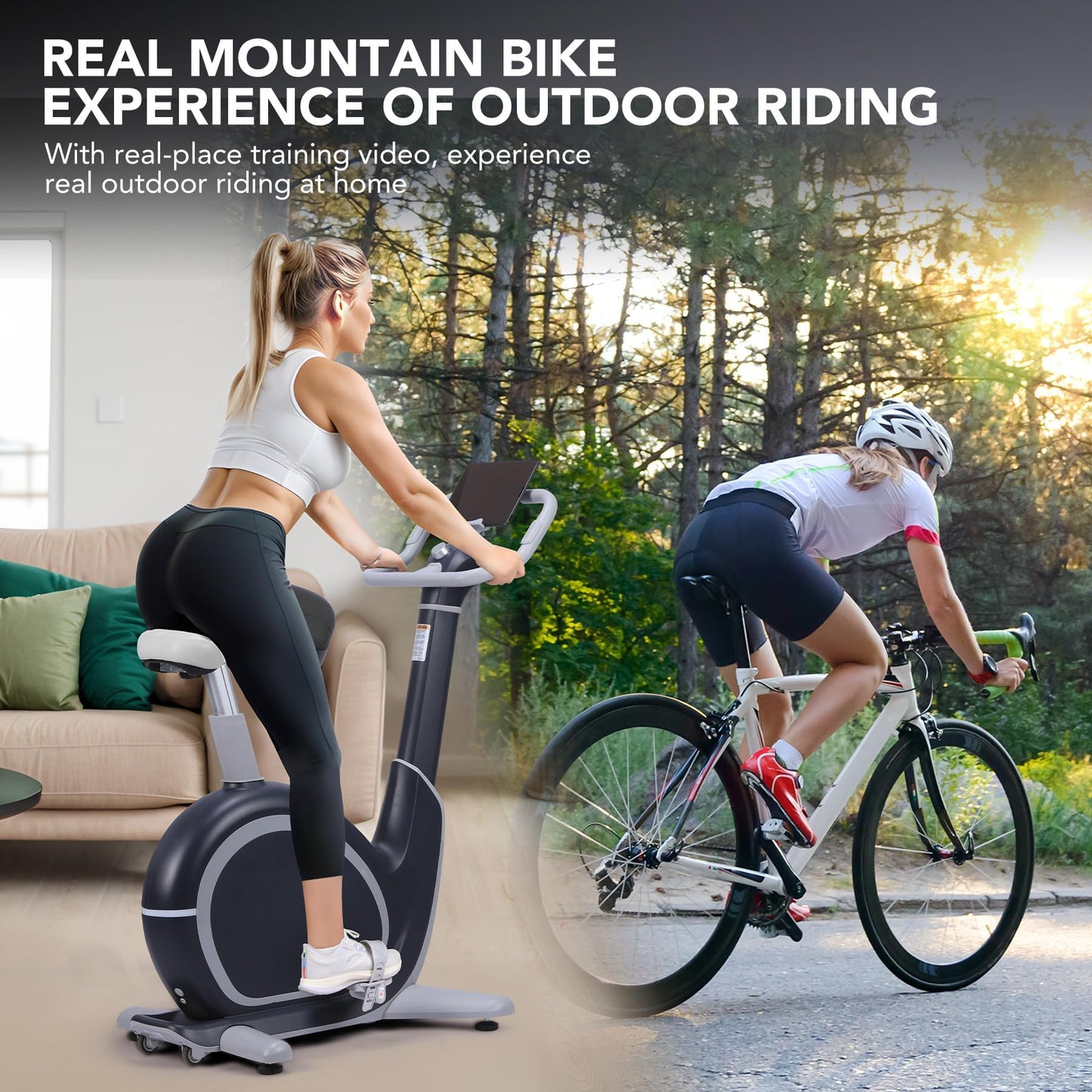 GarveeLife Exercise Bike, Smart Indoor Cycling Bike, Exercise Bike for Home with Magnetic/Auto Resistance, App Data Tracking