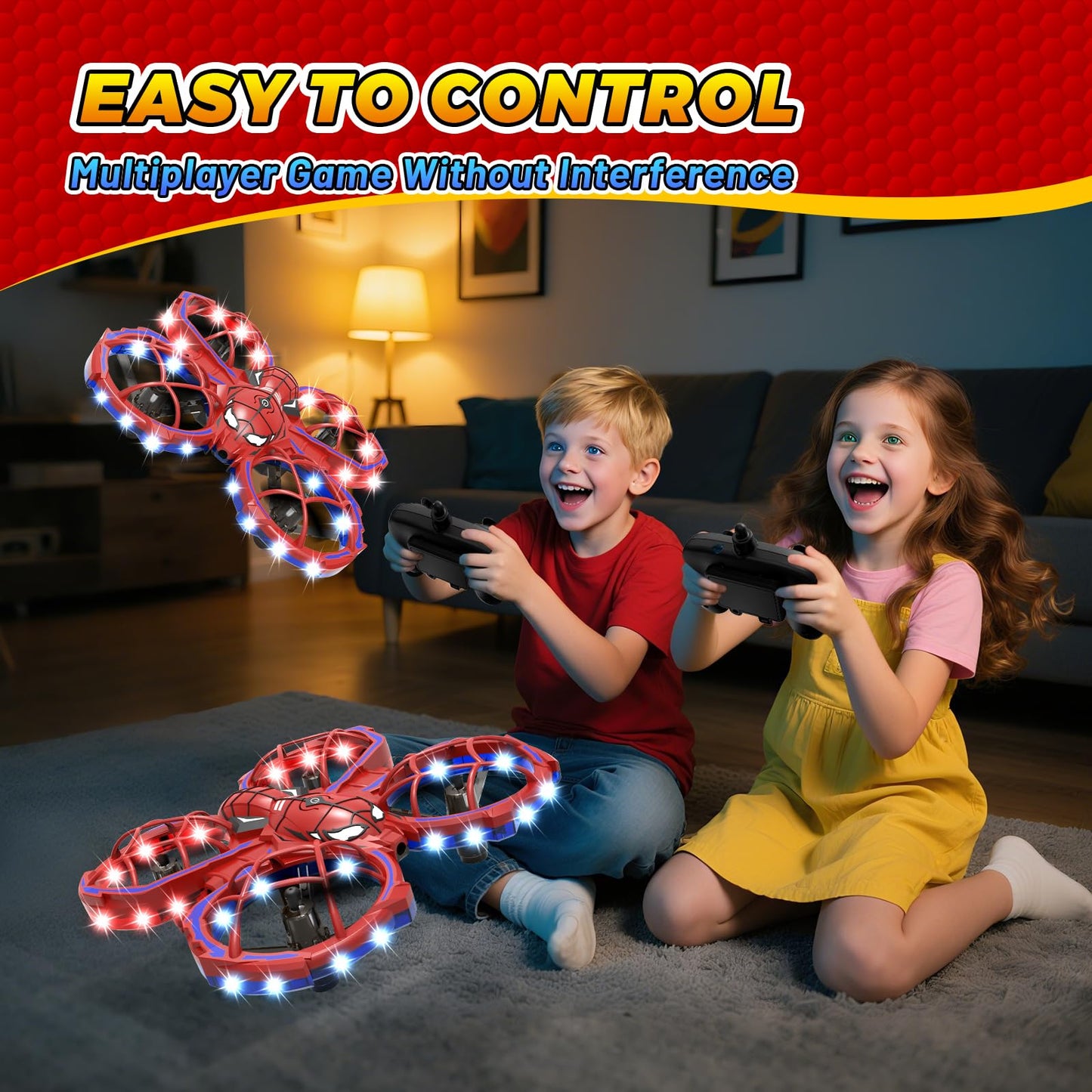 Spider Drone for Kids, Jomzuci RC Mini Drone with 360°Flip, Hover Indoor Drones for Kids 8-12 with 2 Batteries, Headless Mode, 3 Speed Mode, Quadcopter Outdoor Toys Gifts for 8-12 Year Old Boys Girls