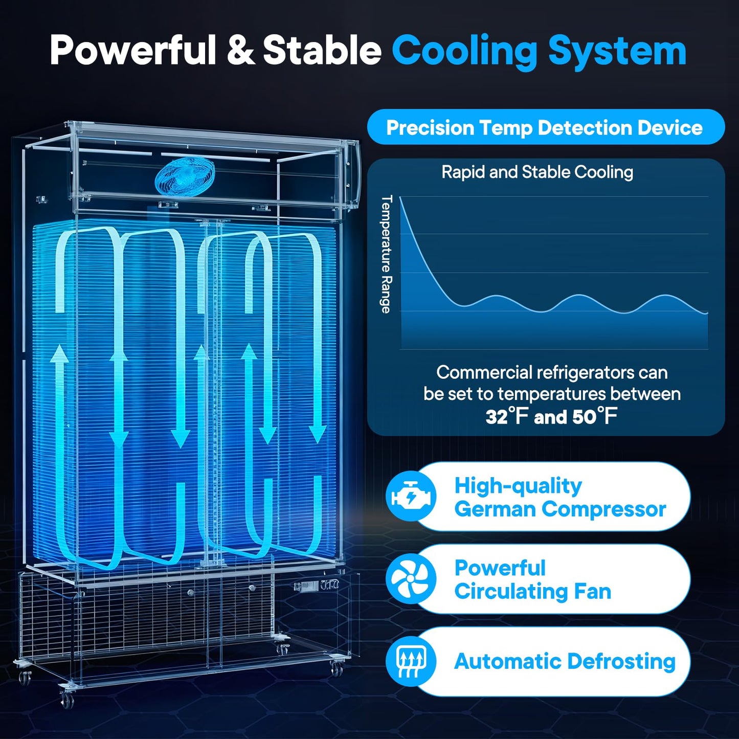 35 Cuft ETL & DOE Certified Commercial Merchandiser Refrigerators 2 Doors,Upright Business Display Retail Fridge Cooler with Adjustable Shelves,Built-in LED Light,Lightbox,Lockable Double Doors,Black