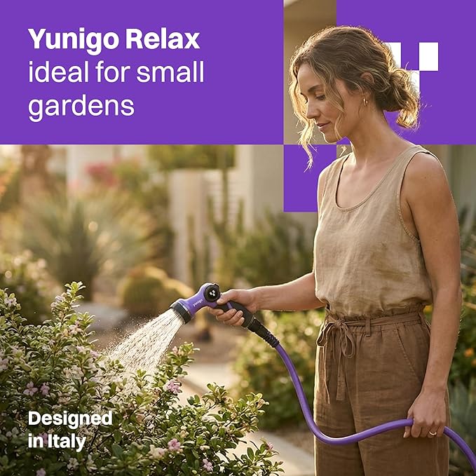 RELAX 50ft Expandable Purple Garden Hose – Lightweight No-Kink Design with Durable Aluminum Fittings, Spray Nozzle & Hose Mender for Home & Garden Watering