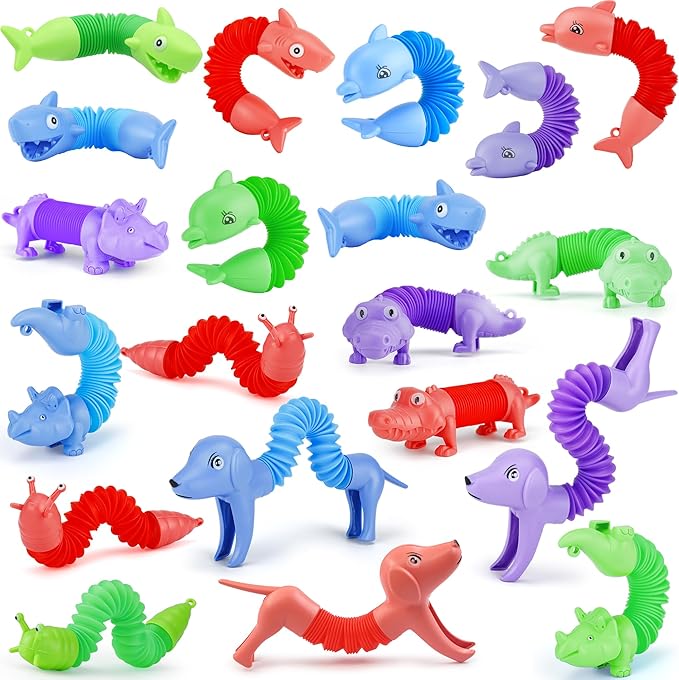 UrChoice 20Pcs Animal Pop Tubes Fidget Toys, Gift for Toddlers Kid Boy Grandkid,Party Favors, Carnival Prizes,Piñata Stuff...