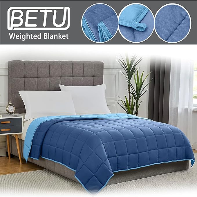 Blue Weighted Blanket for Adults 20lbs, 88"x104", King Size Cooling Heavy Throw Blanket for 130-220lbs, Microfiber Soft Thick Big Blankets Weighted Comforter Gift for Sleeping