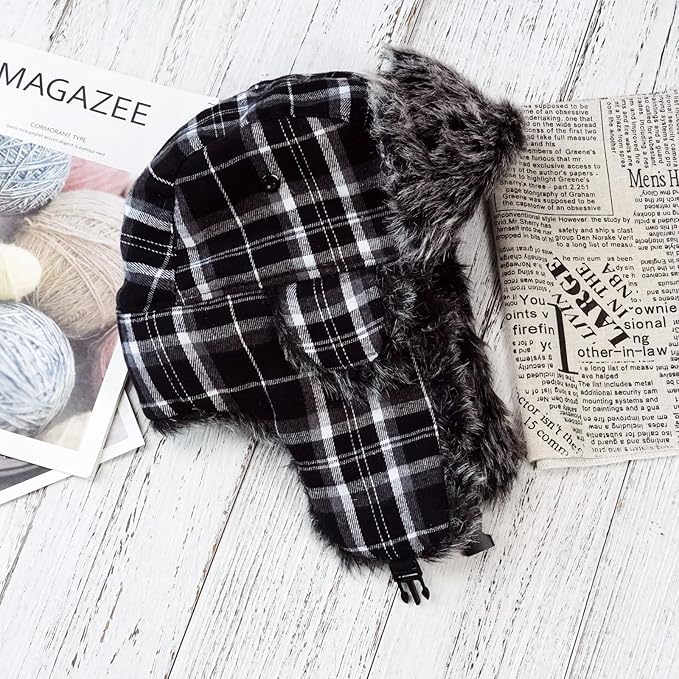 ONWAY Trapper Hat Winter Hats for Women Men with Faux Fur Ear Flaps