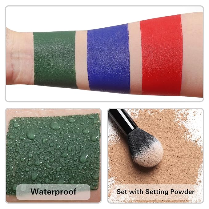 BOBISUKA Green Face Paint Stick, Waterproof Dark Green Eye Black Body Paint Sticks for Sports, Painting Kit for Halloween Makeup Zombie Witch Camo Hulk Cosplay Special Effects SFX Costume