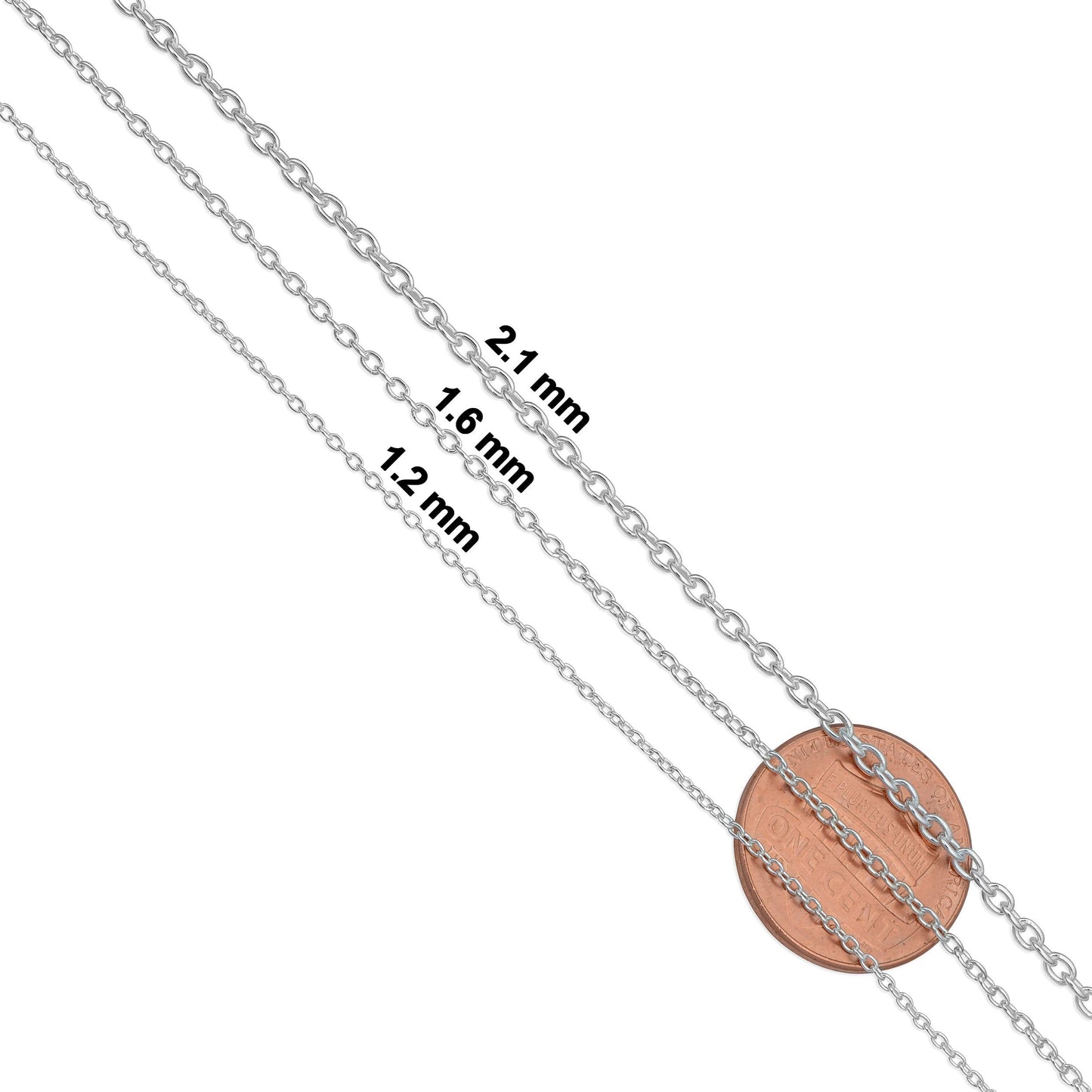 Kooljewelry Sterling Silver Round Cable Chain Necklace (2.1 mm, 22 inch)
