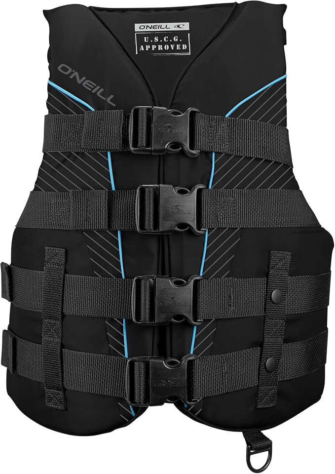 O'Neill Women's Superlite USCG Life Vest,Black/Black/Black:Turquoise,S