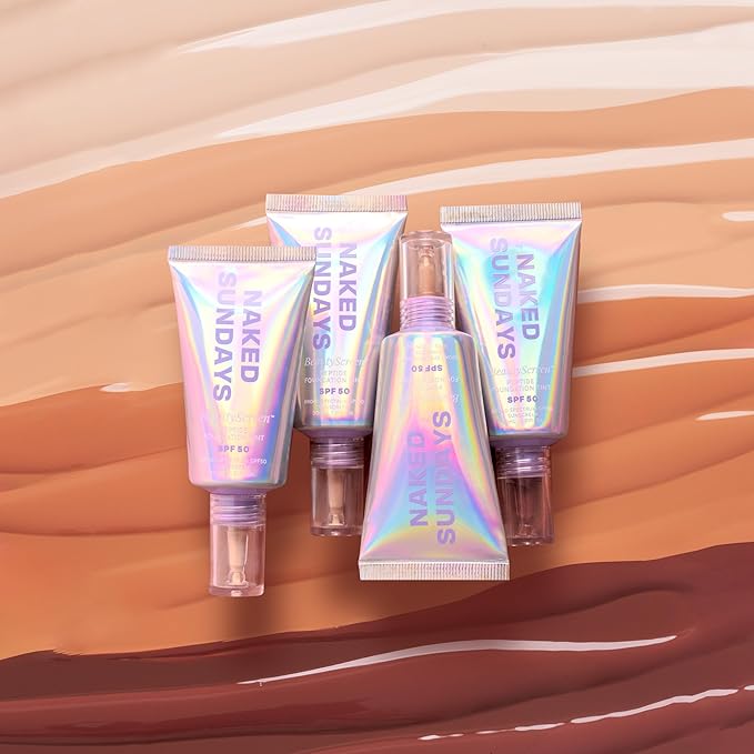 Naked Sundays BeautyScreen™ SPF 50 Mineral Peptide Foundation Tint – 2-in-1 Skin Tint & Mineral Sunscreen | Radiant, Buildable Coverage, Acne-Safe, Infused with Peptides (7 Tan Toffee, 1.01 oz)