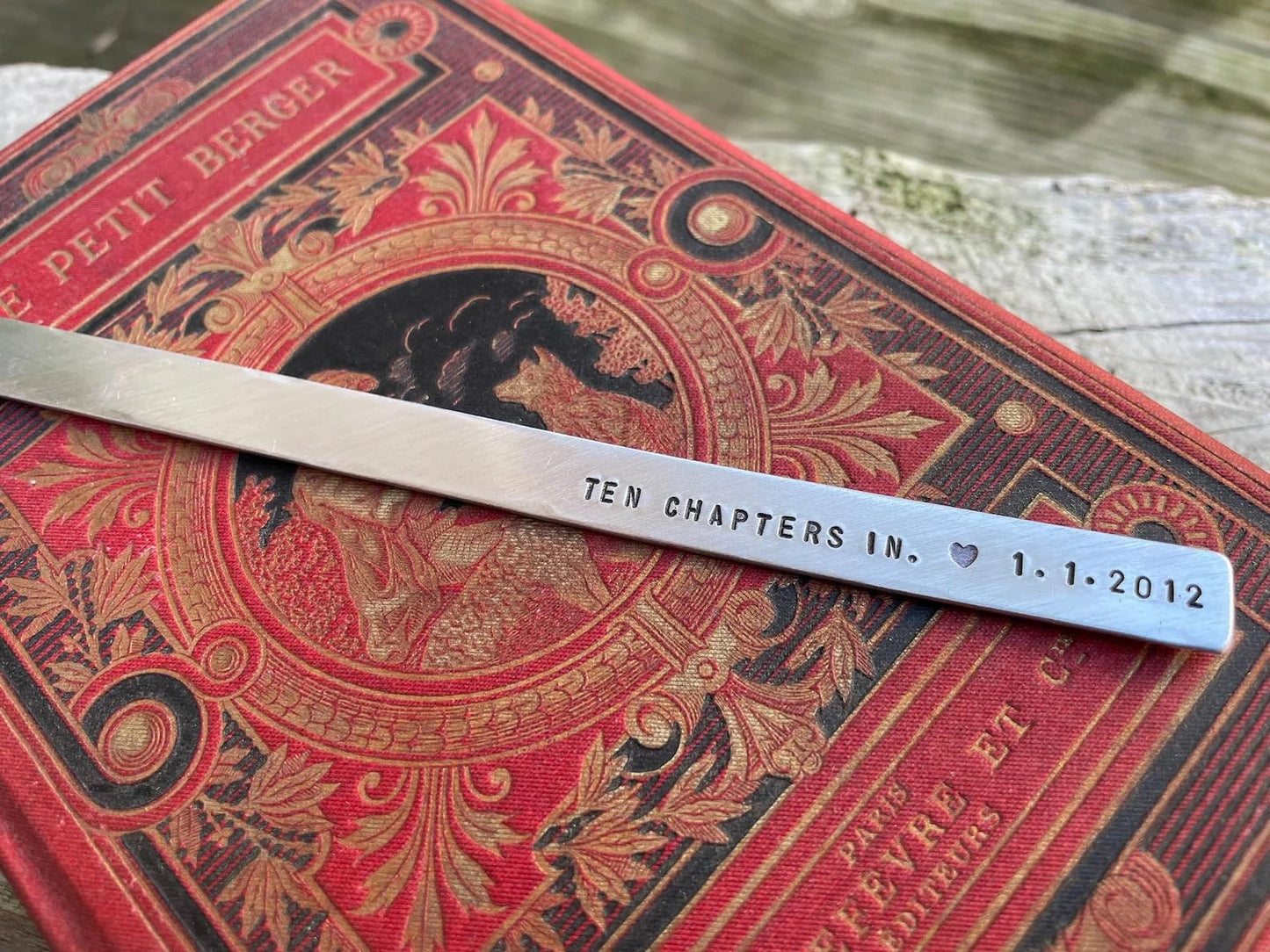 10th Anniversary Gift in Tin/Aluminum. Tenth Anniversary Bookmark Gift, Personalized Custom Bookmark in Aluminum
