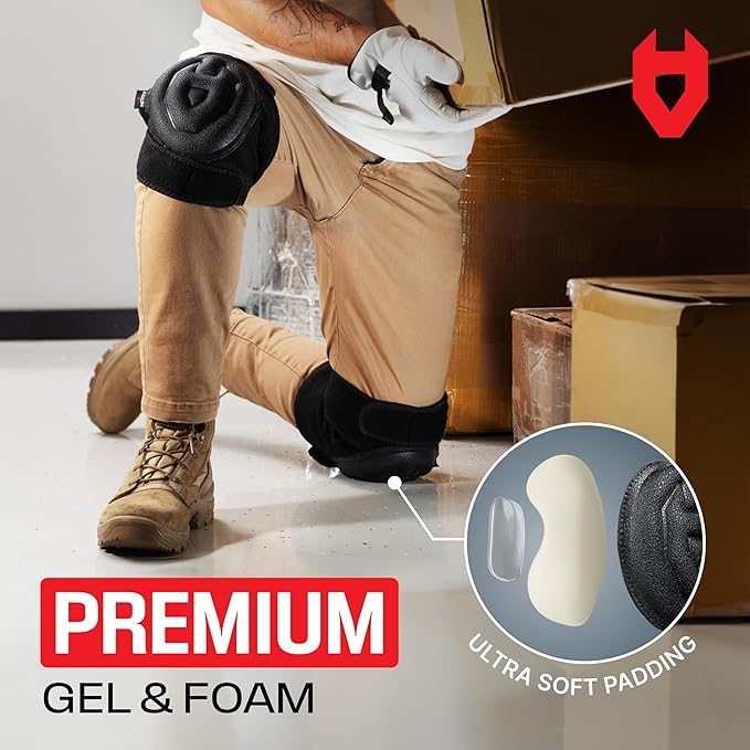 NoCry Gel Knee Pads for Men and Women with Soft Foam Cushion — Waterproof Anti-Slip Cap and Easy to Use, Adjustable Non-Slip Straps — Durable, Lightweight Design — Perfect for Gardening Work