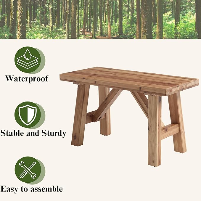 Janoray 30" Entryway Bench Farmhouse Narrow Dining Bench Shoe Rack Small Wooden Benches Holds up to 300lbs for Hallway Living Room Dining Room Bedroom，1 Tier, Natural