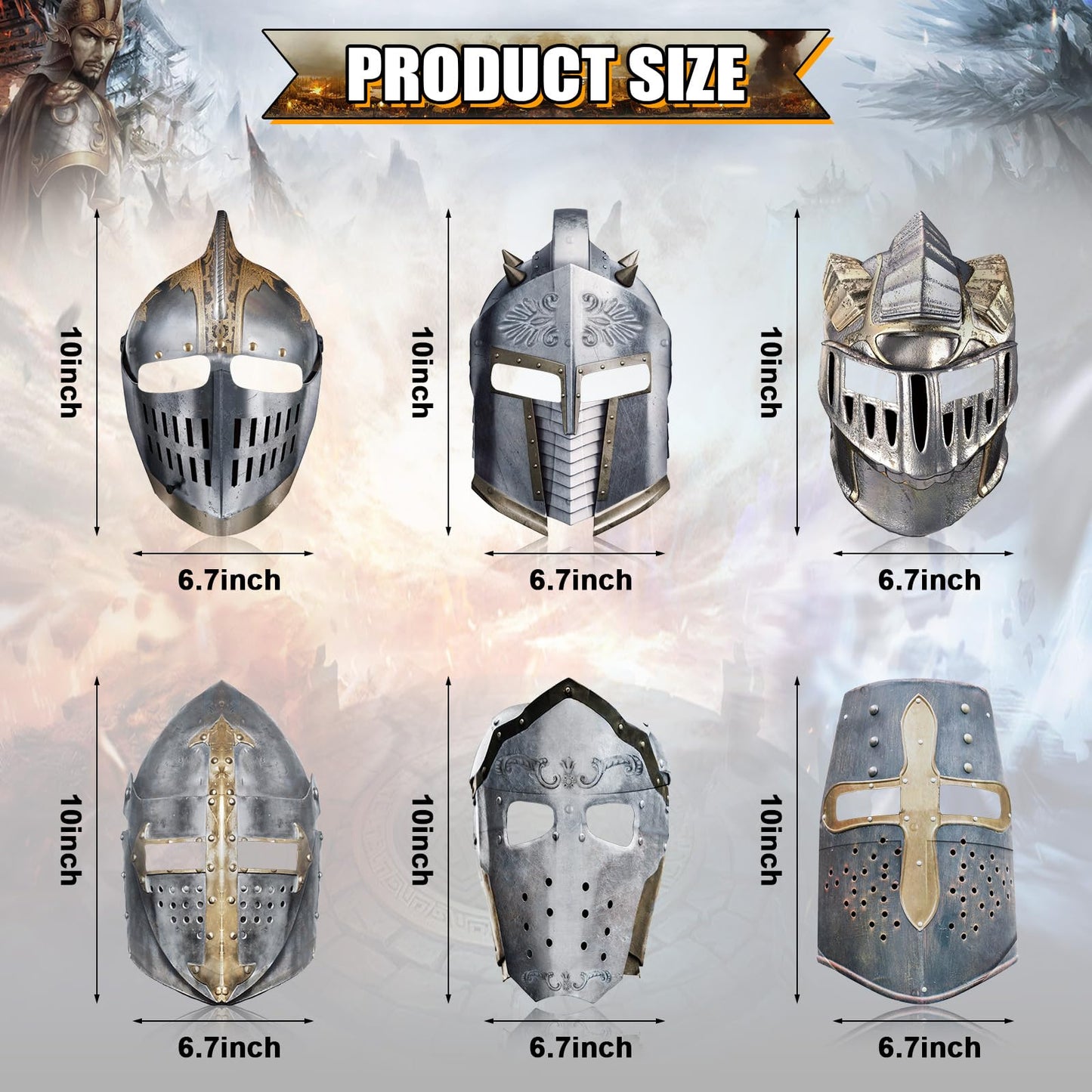 Frienda 12 Pcs Knight Masks for Kids Medieval Party Decor Paper Knight Helmets Masquerade Mardi Gras Mask Costume Gift for Christmas