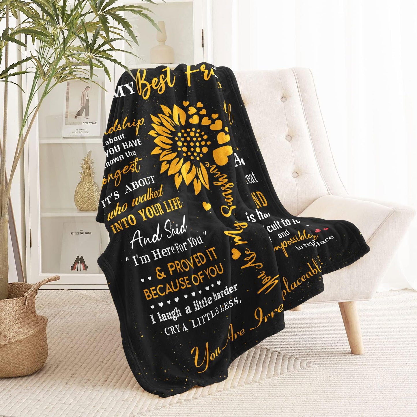 Mlkdcid Gifts for Best Friend, Friendship Gifts for Women, Best Friend Birthday Gifts Throw Blanket 60" x 50", Bestie Gifts for Woman, BFF Gifts, Soul Sister Gifts