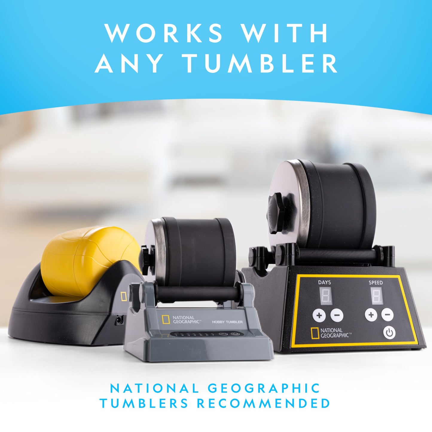 NATIONAL GEOGRAPHIC Rock Tumbler Grit and Polish Refill Kit - Tumbling Grit Media, Polish Up to 20 lbs. of Rocks, Works with any Rock Polisher & Tumbler Supplies