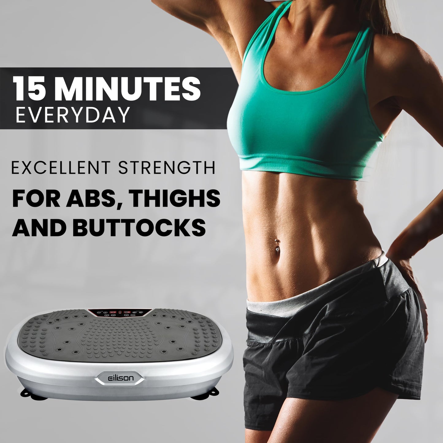 EILISON FitMaxx 3D XL Vibration Plate Exercise Machine - Whole Body Workout Vibration Platform w/Loop Bands - Lymphatic Drainage Machine for Weight Loss, Shaping, Recovery (Fitpro Silver)