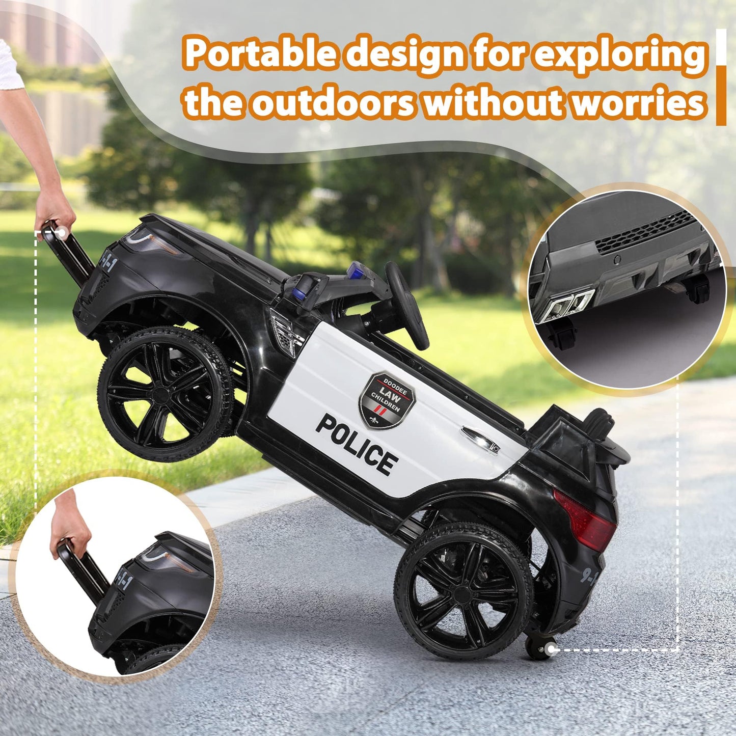 Police Car Ride On TOBBI Kid Car Cop Car for Kids to Drive with Parent Remote 12V Big Police Car Toys for Boys Toddler Electric Police Cars for Kids Ages 3-6 with Lights and Siren, Black