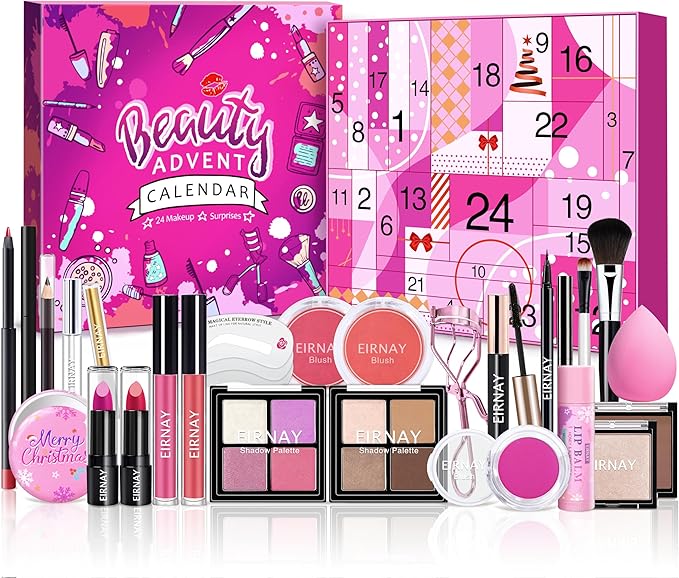 Makeup Advent Calendar 2025 Teen Girls Women Christmas Make Up 24 Days Advent Calendar, Christmas Holiday Festival Cosmetic Starter Makeup Set with 24 Beauty Boxes for Women Girls Teens